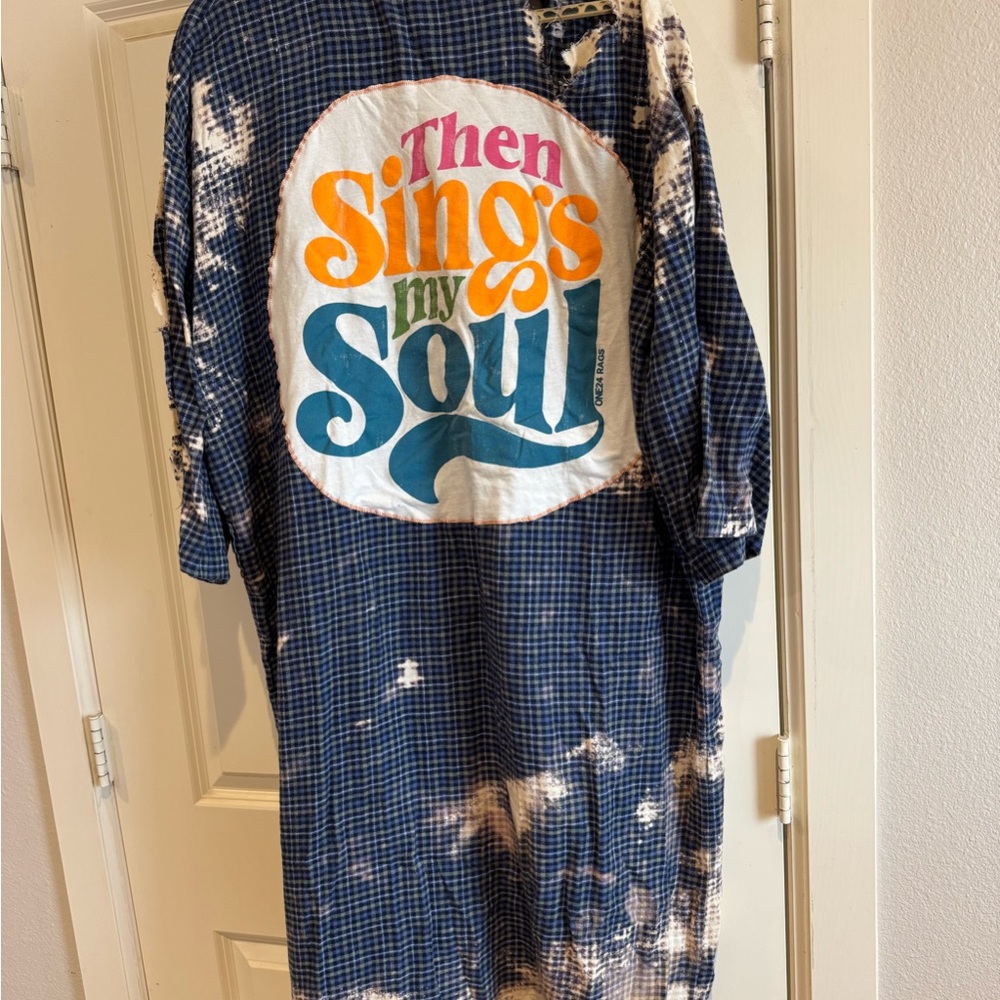 Vintage Plaid Graphic Shirt - Blue and Orange